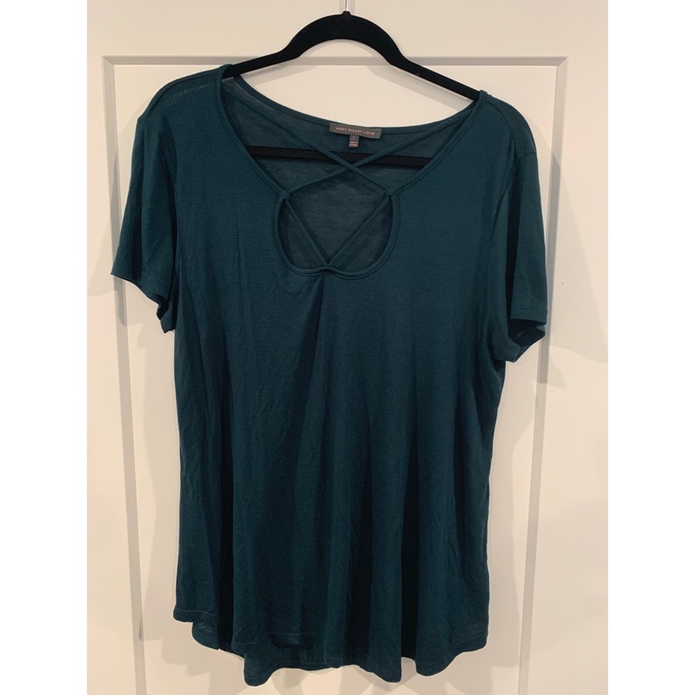 Blue green flowy/flirty top